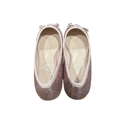 Glitter Pink Ballet Flats With Bow Accents Size 5 US Chic & Comfortable Shoes For Women