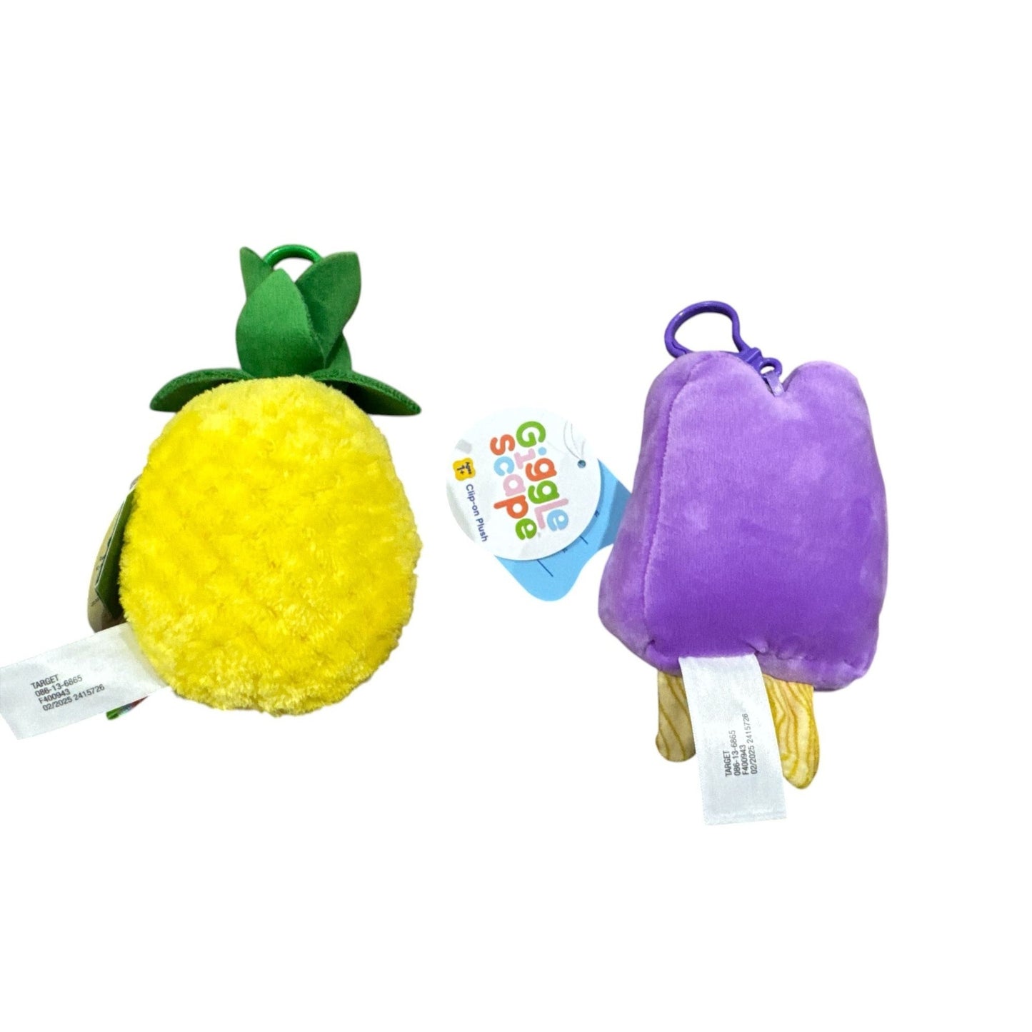 Giggle Scape Pineapple & Ice Cream Grape Plush Clip-On Toy Set For Kids