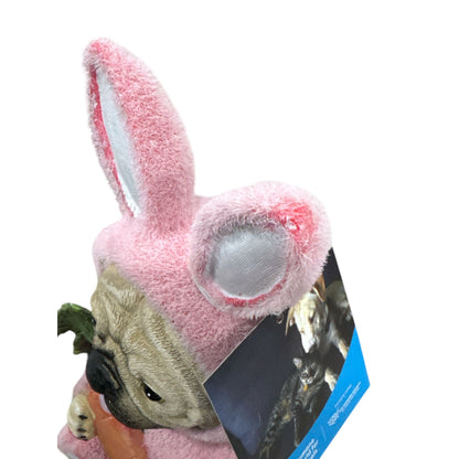 Humane Society Pink Easter Bunny Suit Pug Dog With Carrot Statue Figurine New