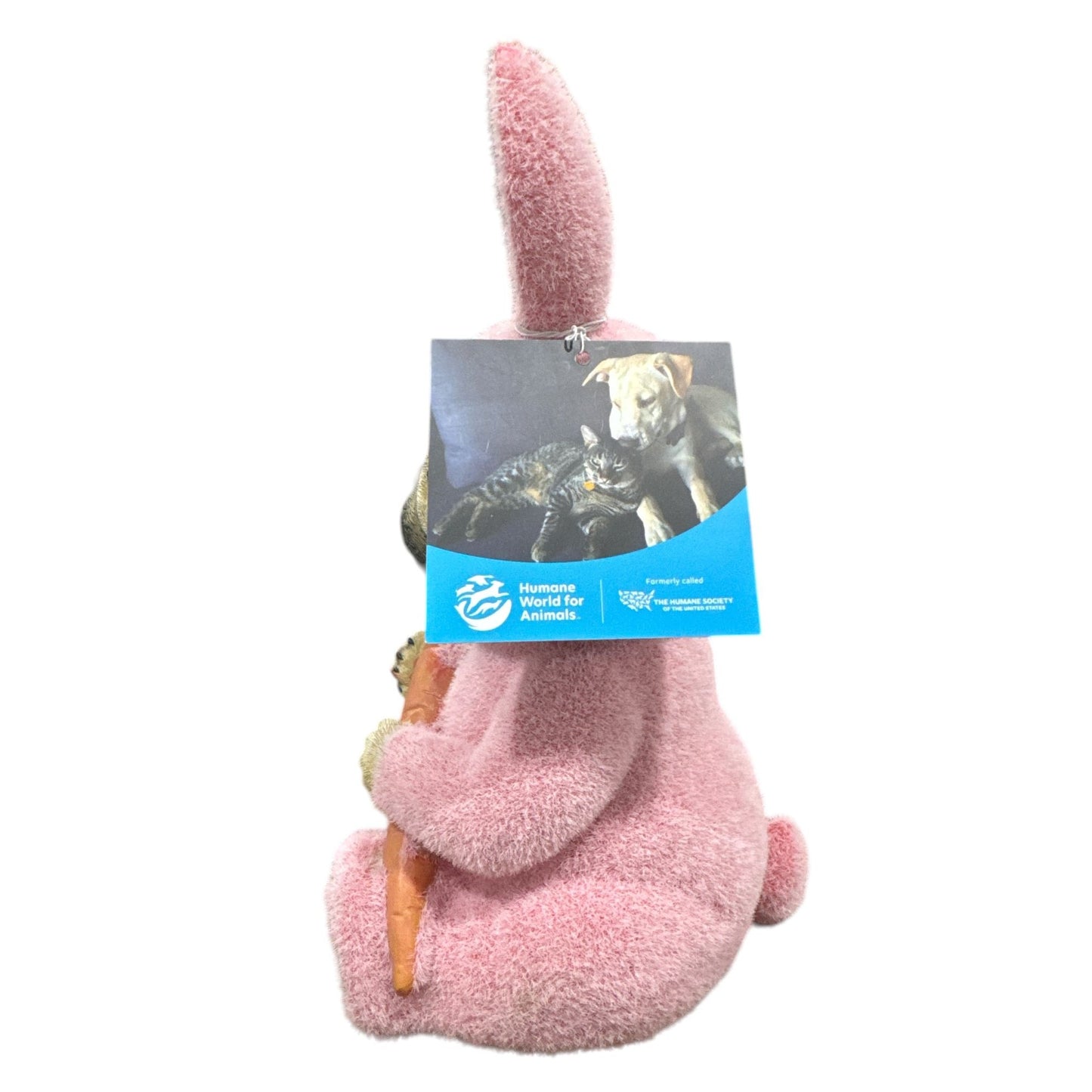 Humane Society Pink Easter Bunny Suit Pug Dog With Carrot Statue Figurine New