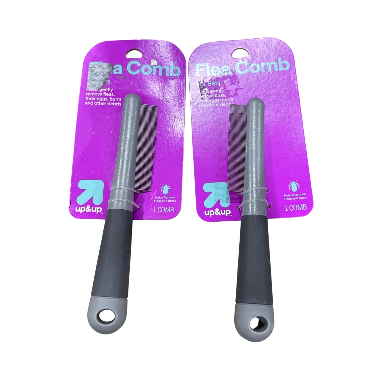 Up & Up Flea Comb For Pets Removes Fleas & Burrs Gray Handle Pack Of 2