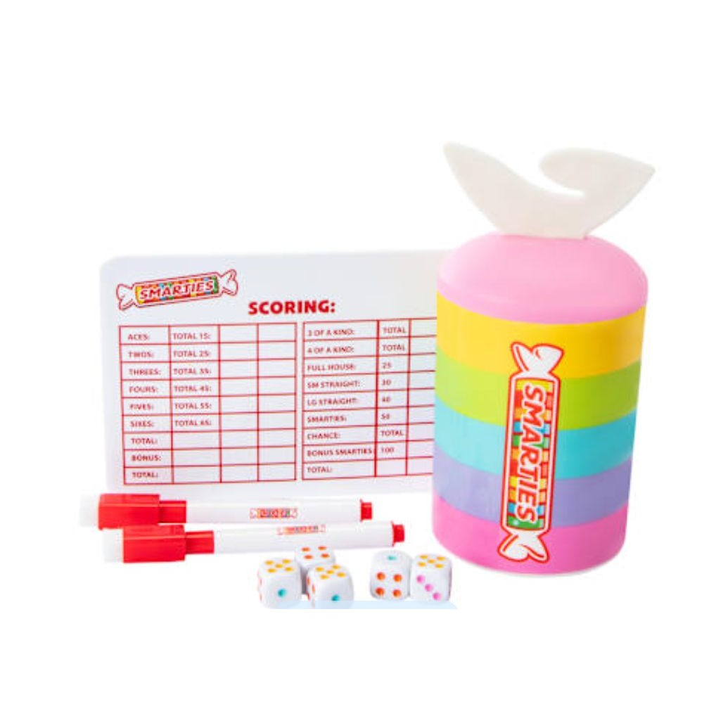 Smarties Dice Rollers Board Game Ages 6+ Strategy & Probability Game For 2-4 Players Includes Dice & Accessories
