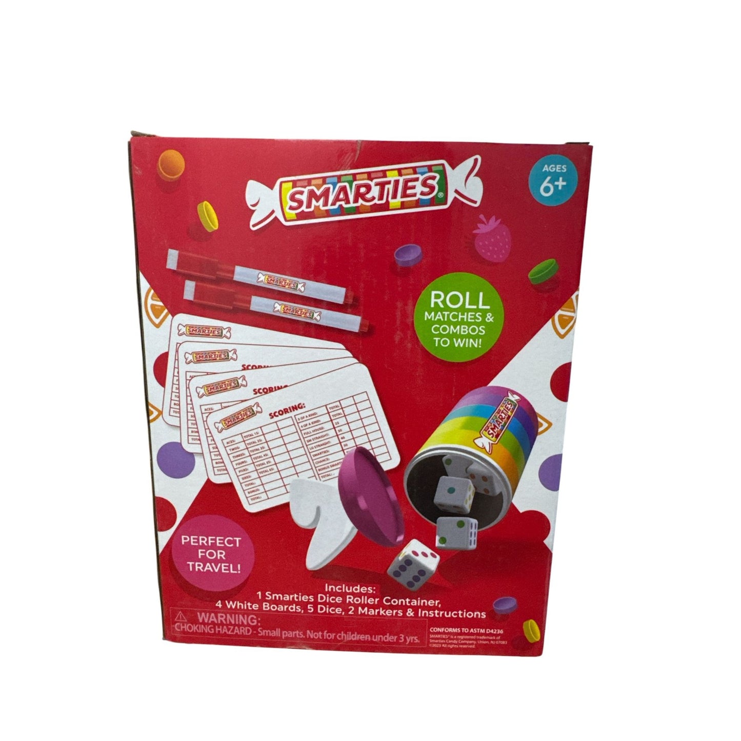 Smarties Dice Rollers Board Game Ages 6+ Strategy & Probability Game For 2-4 Players Includes Dice & Accessories