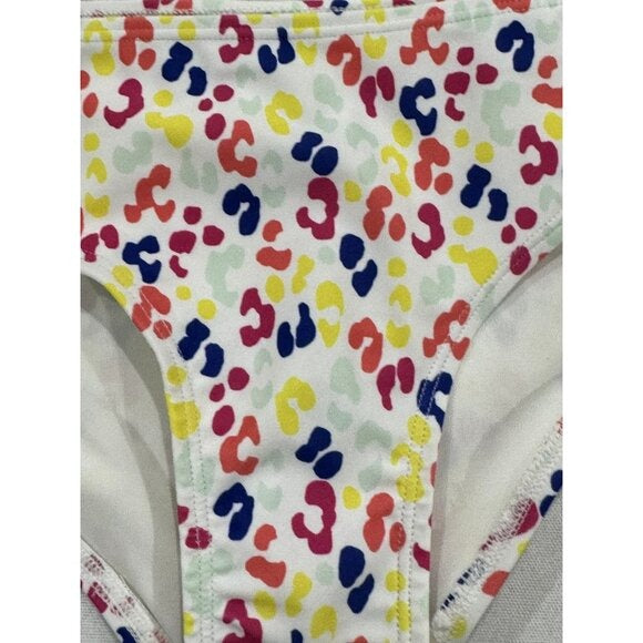 Harper Canyon Girls 2-Piece UPF 50+ Swimsuit With Ruffle Detail Size 5 Multicolor Leopard Print