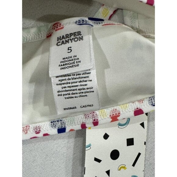 Harper Canyon Girls 2-Piece UPF 50+ Swimsuit With Ruffle Detail Size 5 Multicolor Leopard Print