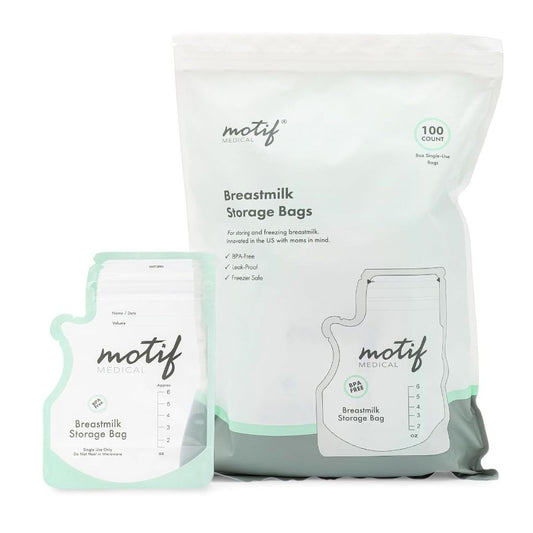 Motif Medical Breastmilk Storage Bags BPA-Free Leak-Proof Design 100 Count For Freezer & Refrigerator Use