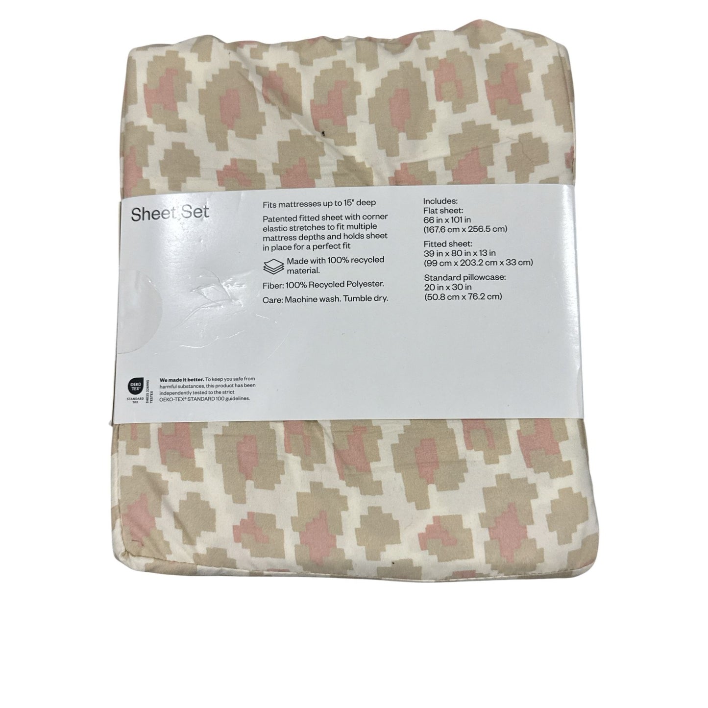 Set of 6 Home Essentials Bundle Twin XL Sheet Set, White Body Pillow Cover,  Pink Bath Rug, Washcloth, Bedskirt, & Bath Sponge