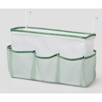 Brightroom Bedside Caddy & Fridge Caddy Set With Adjustable Storage Magnetic Attachment Green/White Durable Fabric