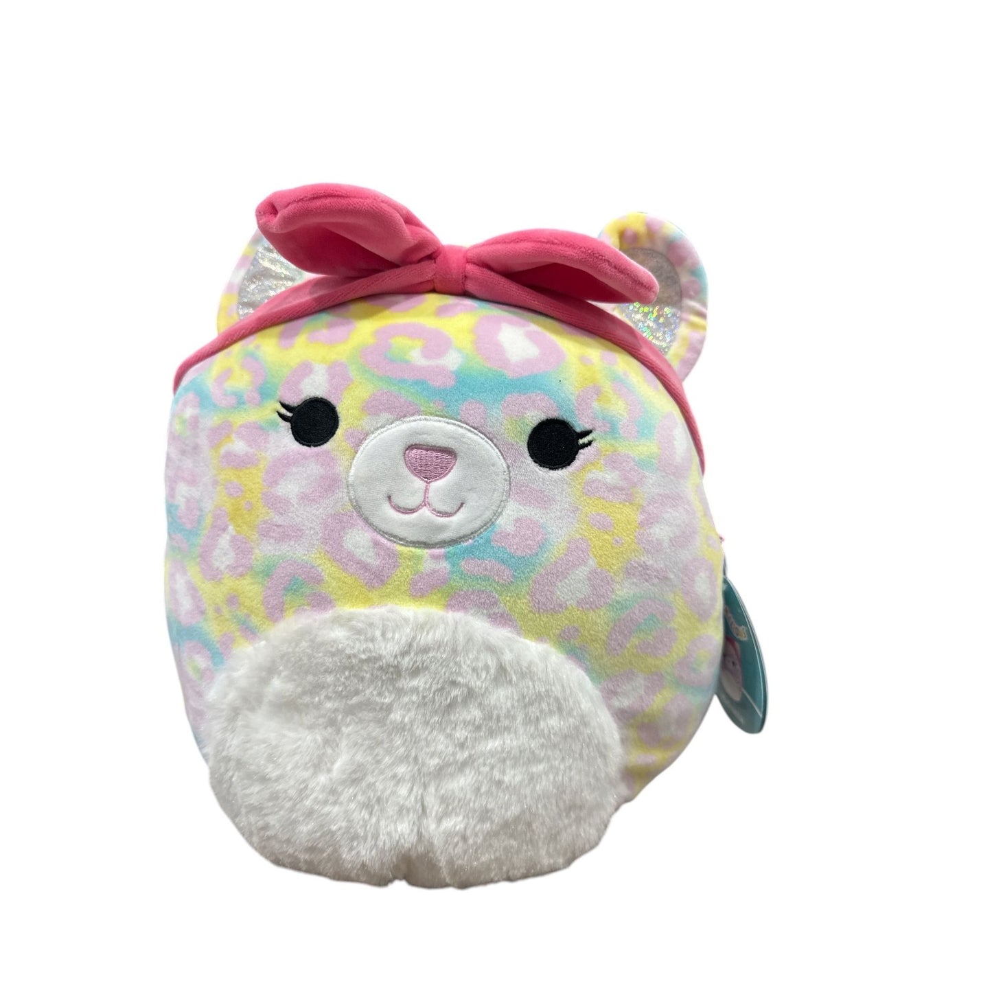 Squishmallows 12" Michaela The Multicolor Leopard Plush Toy With Pink Bow