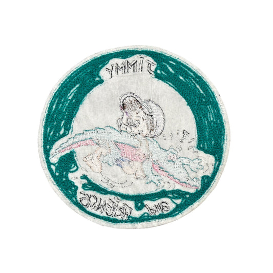 Jimmy & Friends Embroidered Patch Boy Wrestling Alligator Teal & White 5" Round