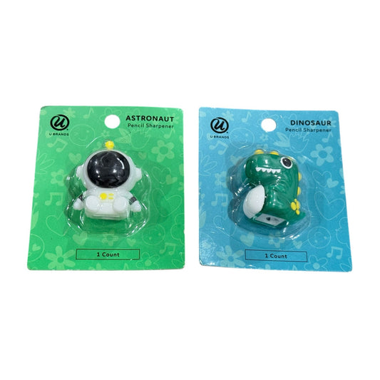 Astronaut & Dinosaur Pencil Sharpeners Set Fun & Durable U Brands Kids & Office Use