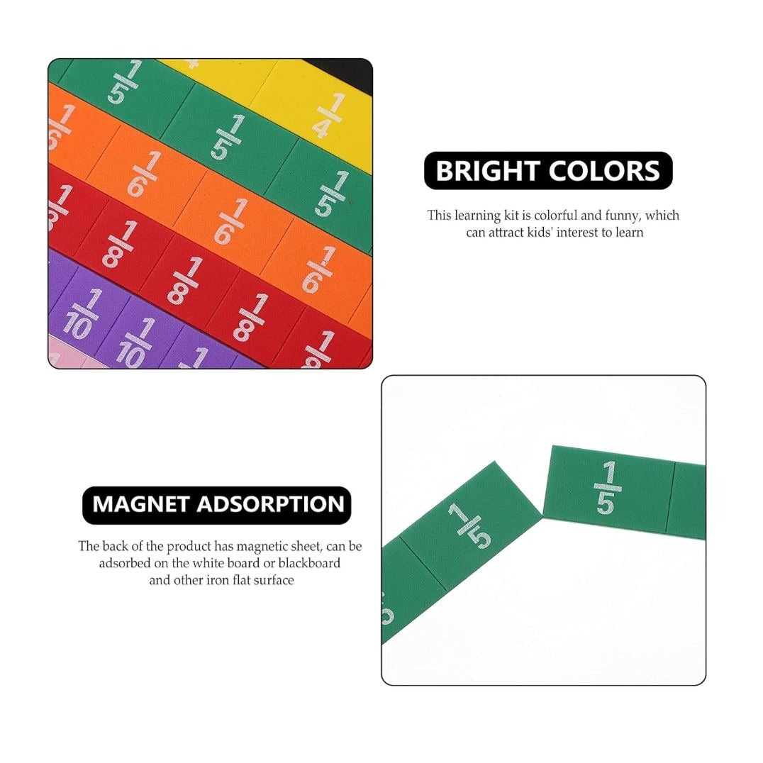 1 Set Magnetic Fraction Tile Montessori Math Materials for Kids to Learn Fraction Equivalence Math