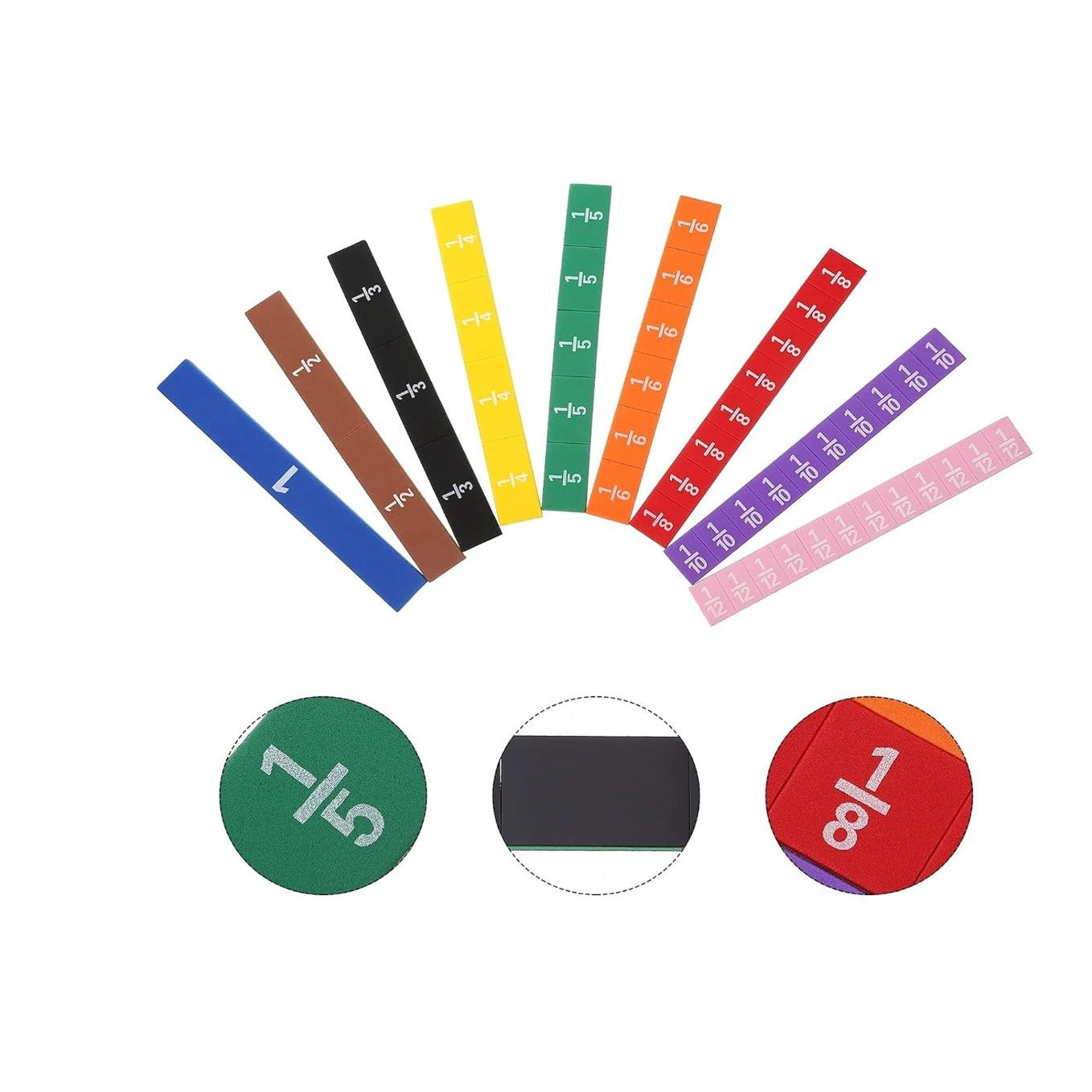 1 Set Magnetic Fraction Tile Montessori Math Materials for Kids to Learn Fraction Equivalence Math