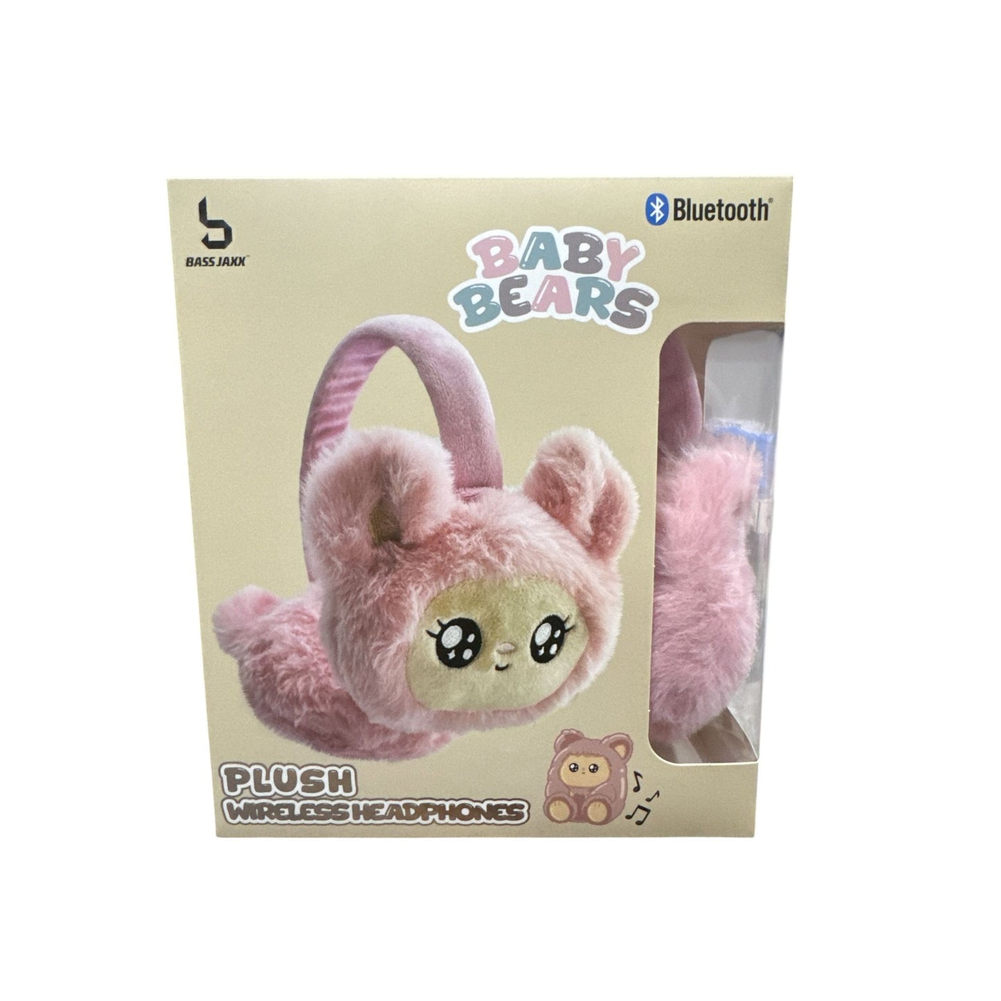 Baby Bears Plush Wireless Bluetooth Headphones With Adjustable Headband Soft Cushion Pink Compatible With iPhone, iPad & Android Devices