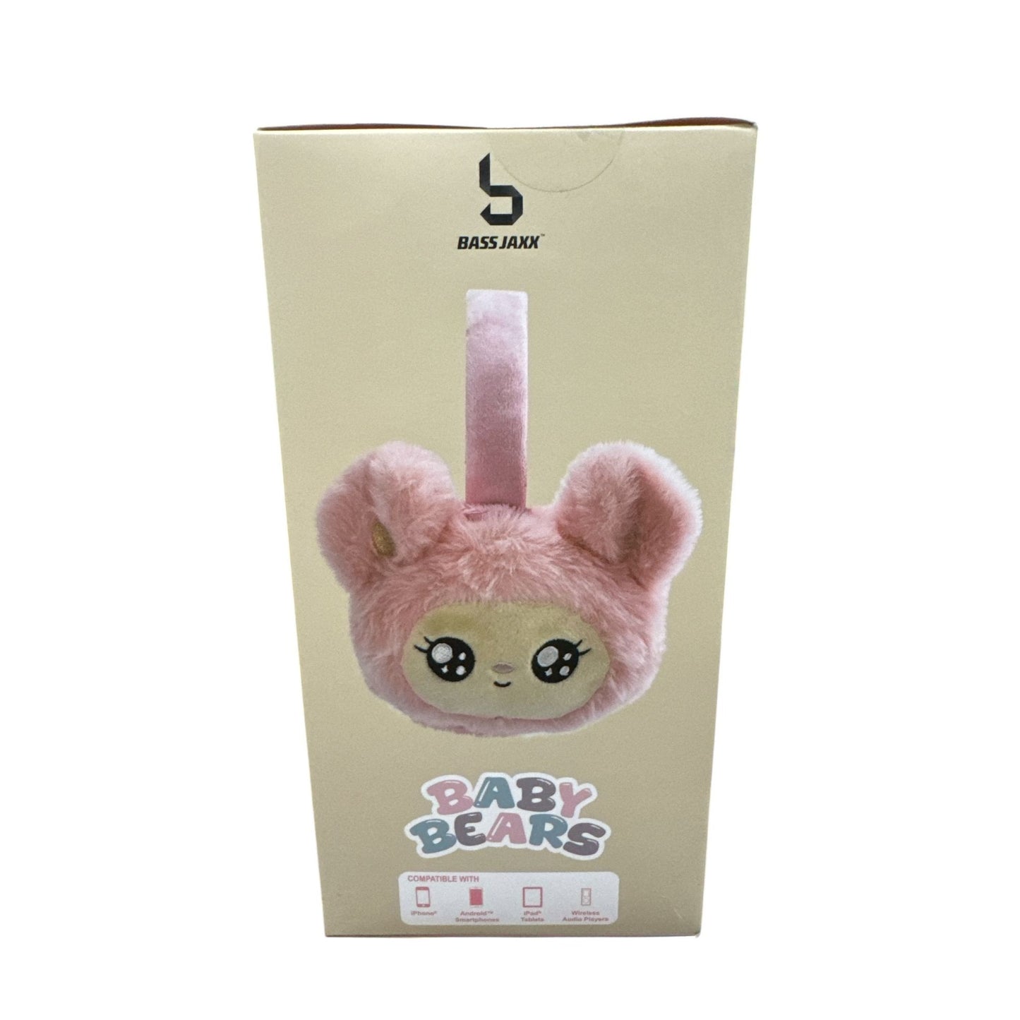Baby Bears Plush Wireless Bluetooth Headphones With Adjustable Headband Soft Cushion Pink Compatible With iPhone, iPad & Android Devices