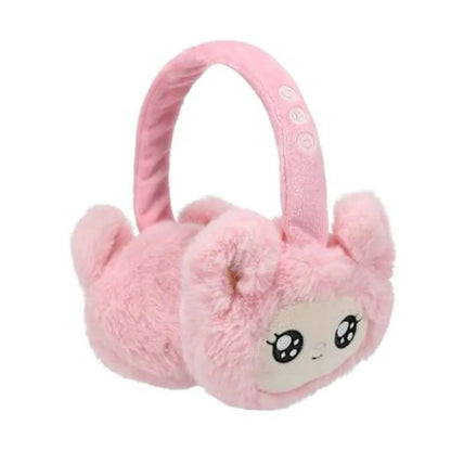Baby Bears Plush Wireless Bluetooth Headphones With Adjustable Headband Soft Cushion Pink Compatible With iPhone, iPad & Android Devices