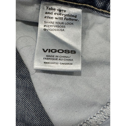 Vigoss Star Print Denim Shorts Size 31 Blue High-Rise Casual Women's Summer Style
