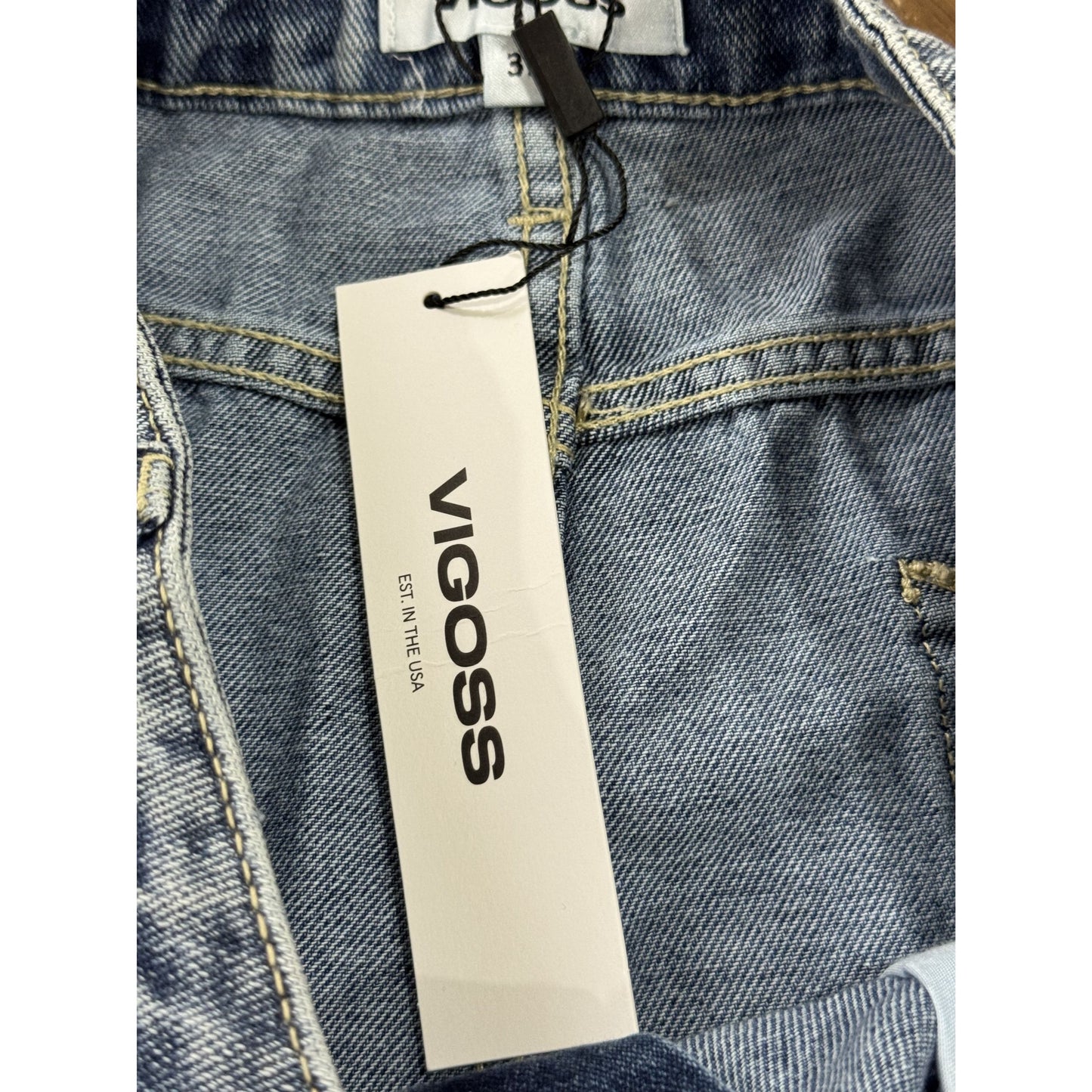 Vigoss Star Print Denim Shorts Size 31 Blue High-Rise Casual Women's Summer Style