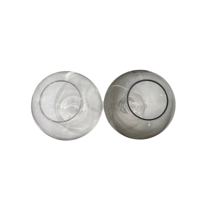 Round Glass Bubble Vases Set Of 2 Clear & Gray Decorative Bowls Small Modern Design