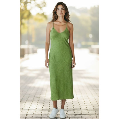 Topshop Green Sleeveless Lace Midi Dress With Strappy Back Design Size Small