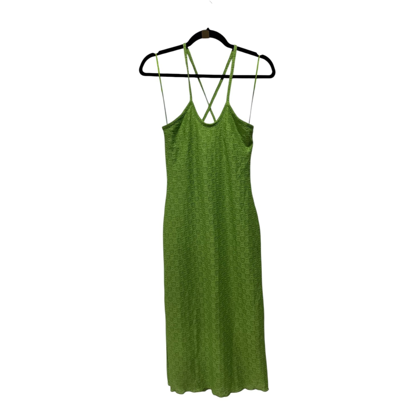 Topshop Green Sleeveless Lace Midi Dress With Strappy Back Design Size Small