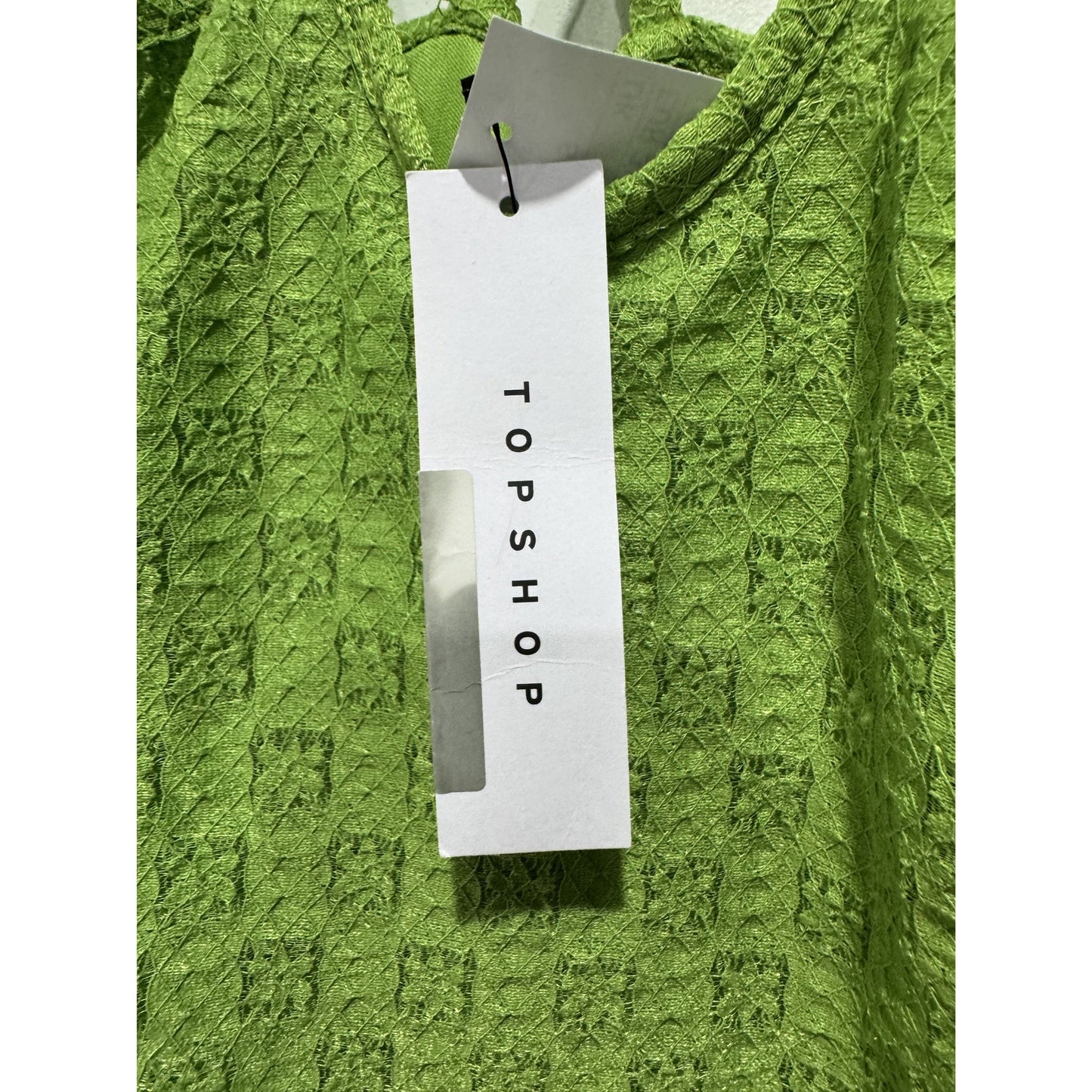 Topshop Green Sleeveless Lace Midi Dress With Strappy Back Design Size Small