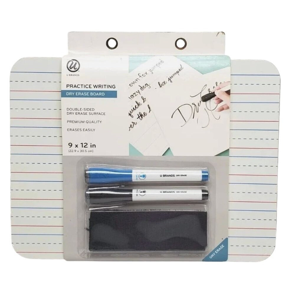 U Brands Dry Erase Board Set With Markers & Eraser 9"x12" Double-Sided Practice Writing Board