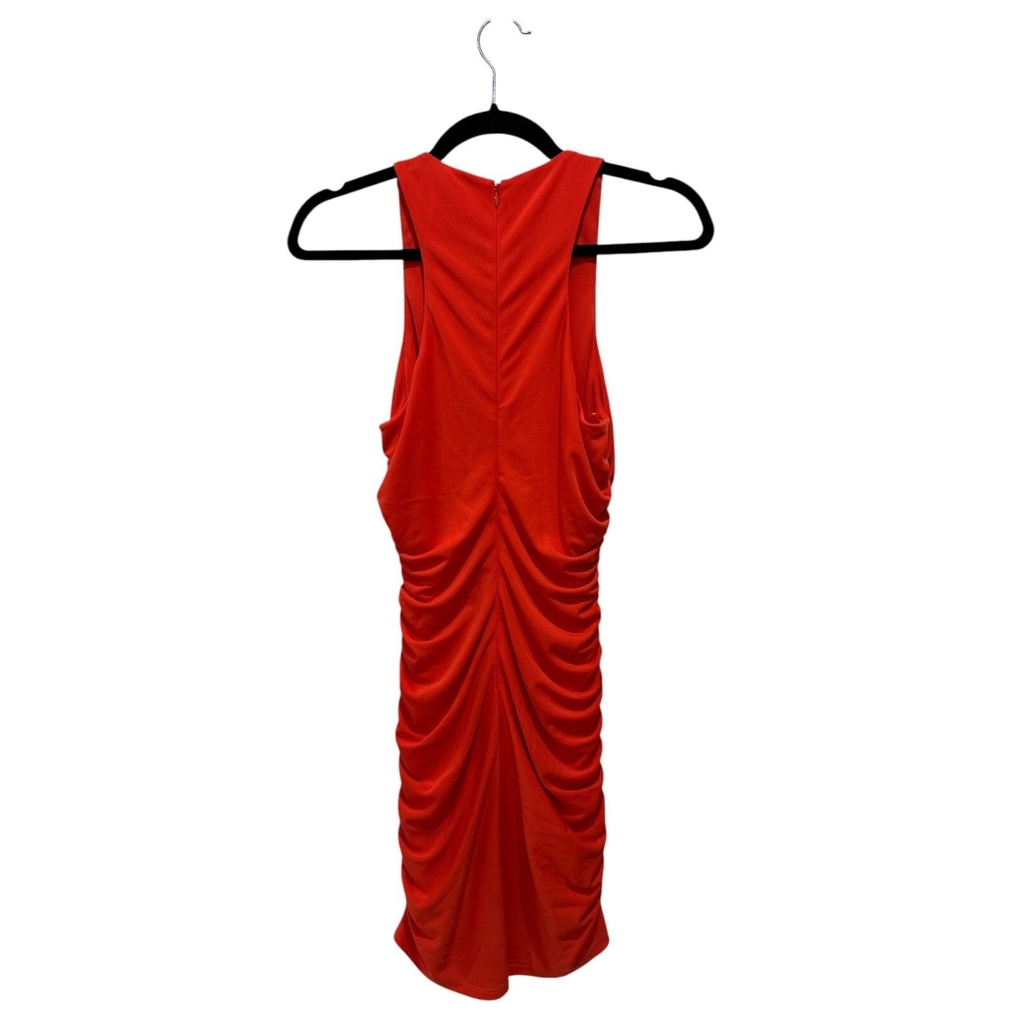 Cinq À Sept Orange Ruched Mini Dress With Sleeveless Design & Back Zipper Closure Size 6 Made Of Stretchy Fabric