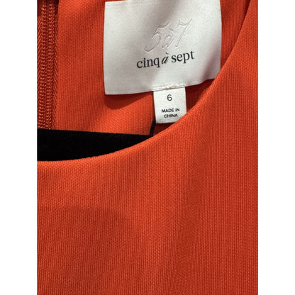 Cinq À Sept Orange Ruched Mini Dress With Sleeveless Design & Back Zipper Closure Size 6 Made Of Stretchy Fabric
