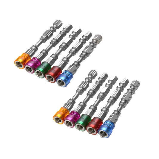 Jong Lyee 10-Piece 65mm Magnetic Phillips Screwdriver Bit Set Assorted Colors Hex Shank Cross Screw Electric Power Drivers Bits