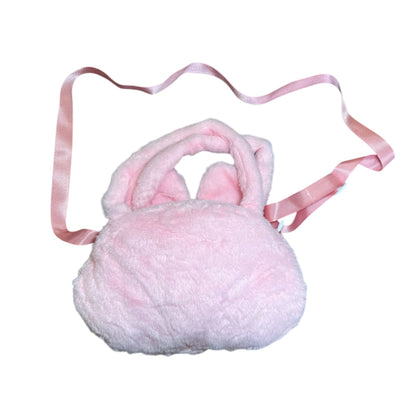 Cute Bunny-Shaped Pink Plush Crossbody Bag With Adjustable Strap & Zipper Closure For Kids Or Teens