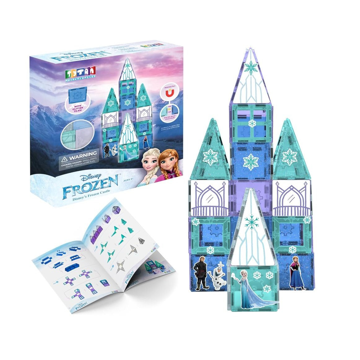 Disney Frozen Magnetic Tiles Castle Building Set By Tytan With Glitter Tiles - Ages 3+