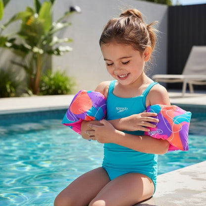 Speedo Kids Fabric Armbands For Ages 2-12 Colorful Design Gentle On Skin Great Flotation Support Max Weight 110 Lbs