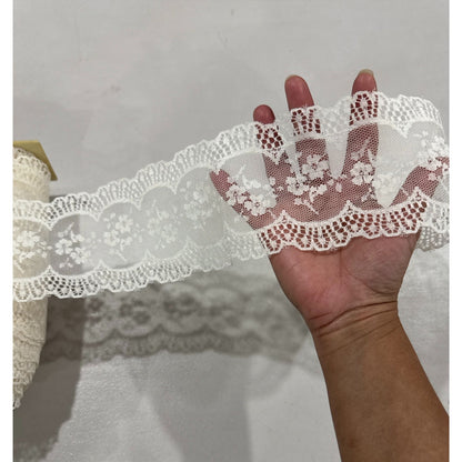 Ivory Floral Lace Trim 3 Inches Wide By The Yard For Sewing Crafts & DIY Projects 100+ Yards