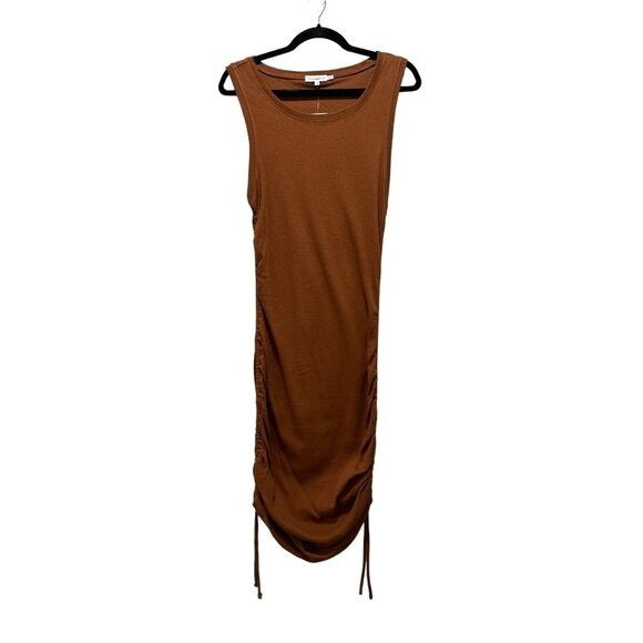 GOOD AMERICAN Women Brown Ruched Tank Mini Dress 4