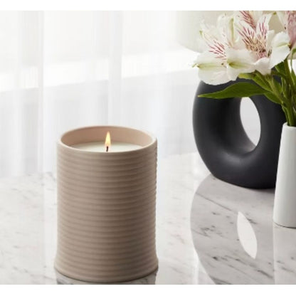 Threshold Fresh Linen & Sea Salt Scented Candle In Ribbed Ceramic Jar 14 Oz