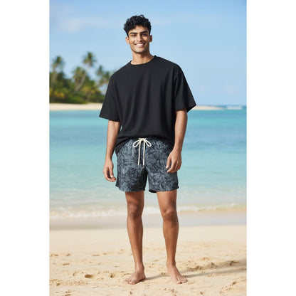 Nordstrom Rack Men's Recycled Polyester Swim Shorts With Drawstring Tropical Print Size S