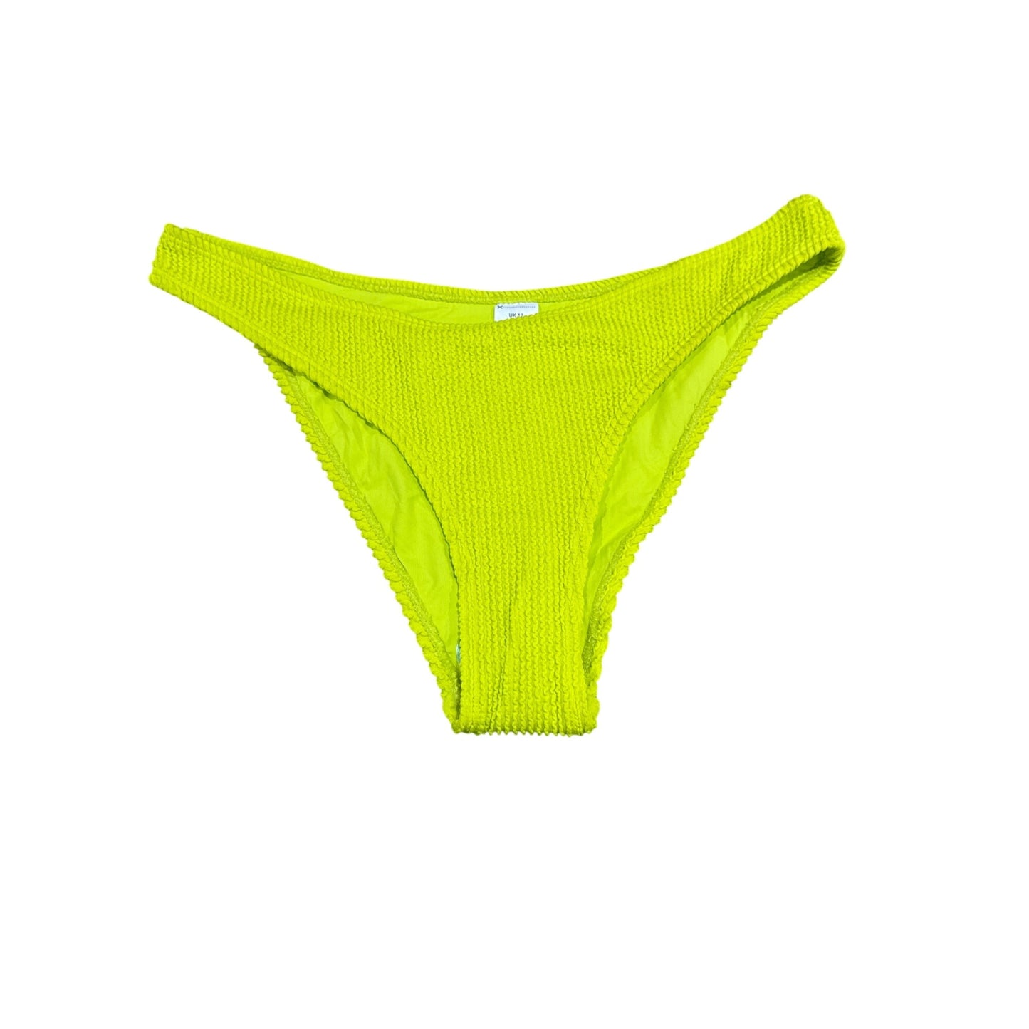 Topshop Neon Yellow Textured Bikini Bottom Women's Swimwear Size US 8/UK 12