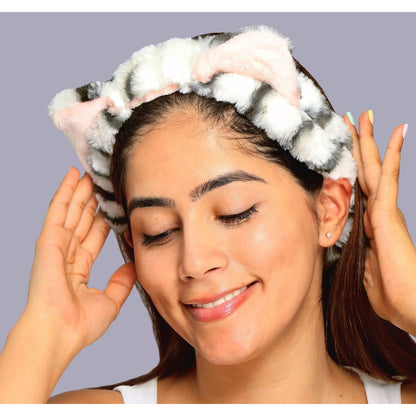 Meow Time Plush Headband For Makeup Masking & Cleansing Soft SpaLife Beauty