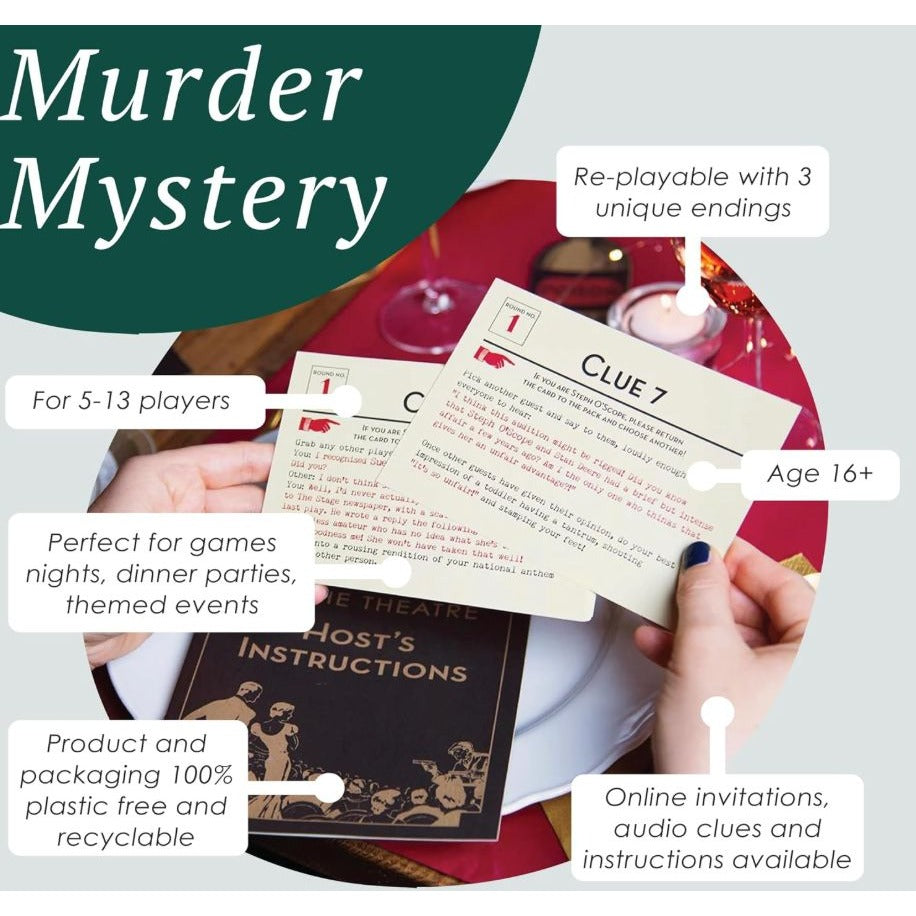 Host Your Own Murder Mystery At The Theatre 1920s Party Game With 3 Alternative Endings By Talking Tables