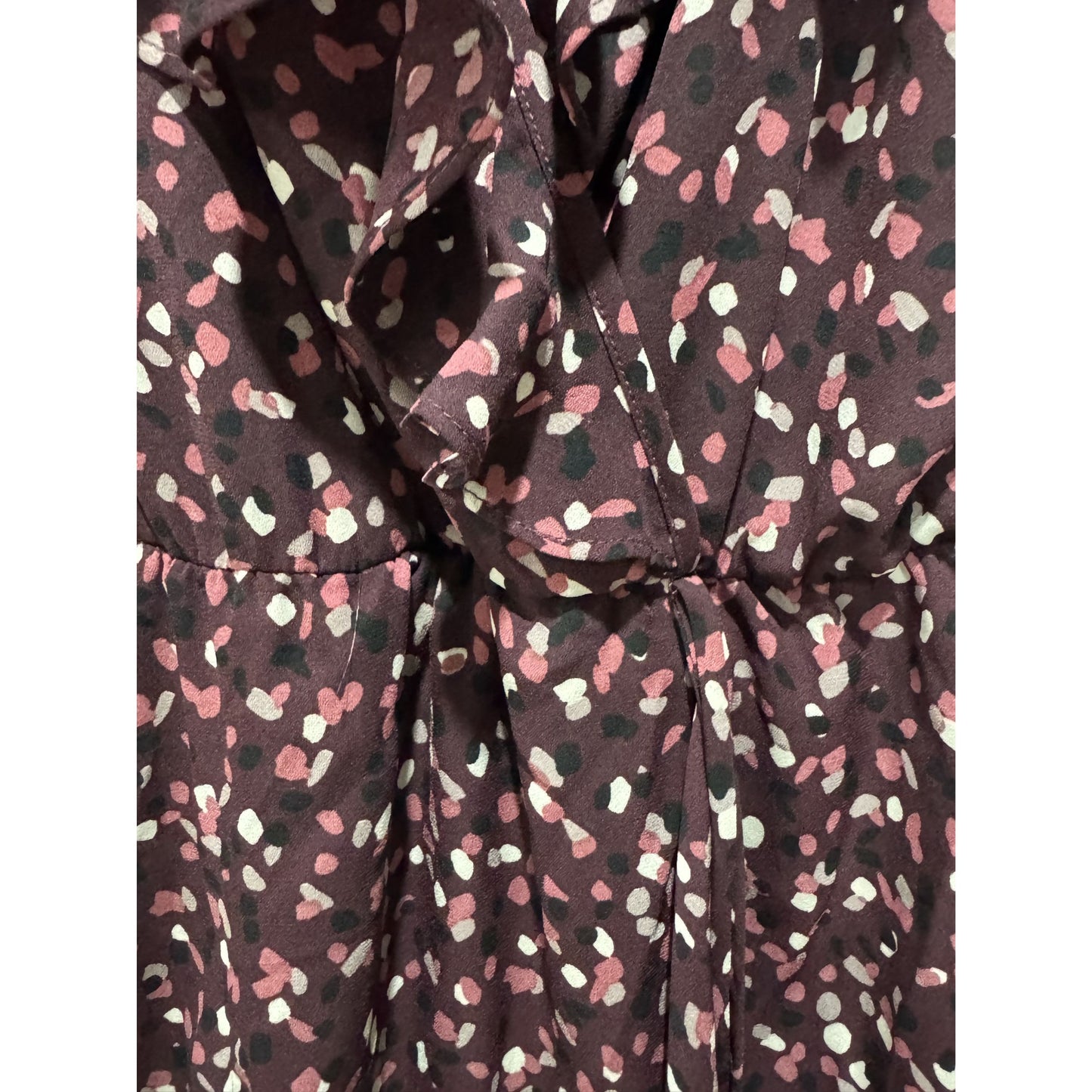 Socialite Burgundy Ruffle Wrap Midi Dress XS Floral Print