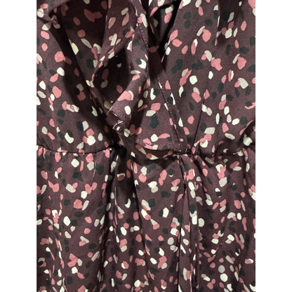 Socialite Burgundy Ruffle Wrap Midi Dress XS Floral Print