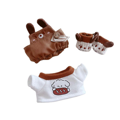 Doll Clothes Set For Plush Toys Includes Overalls, Knitwear & Accessories Fits 20cm Dolls