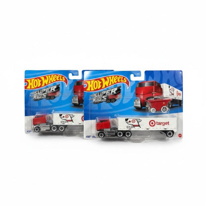 Set of 2 Hot Wheels Super Rigs HW Bullseyes Big Rig Target Truck & Cart Collectible