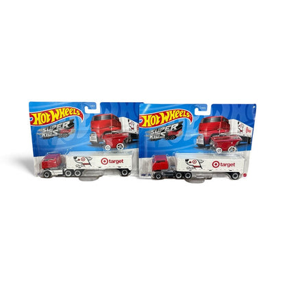 Set of 2 Hot Wheels Super Rigs HW Bullseyes Big Rig Target Truck & Cart Collectible