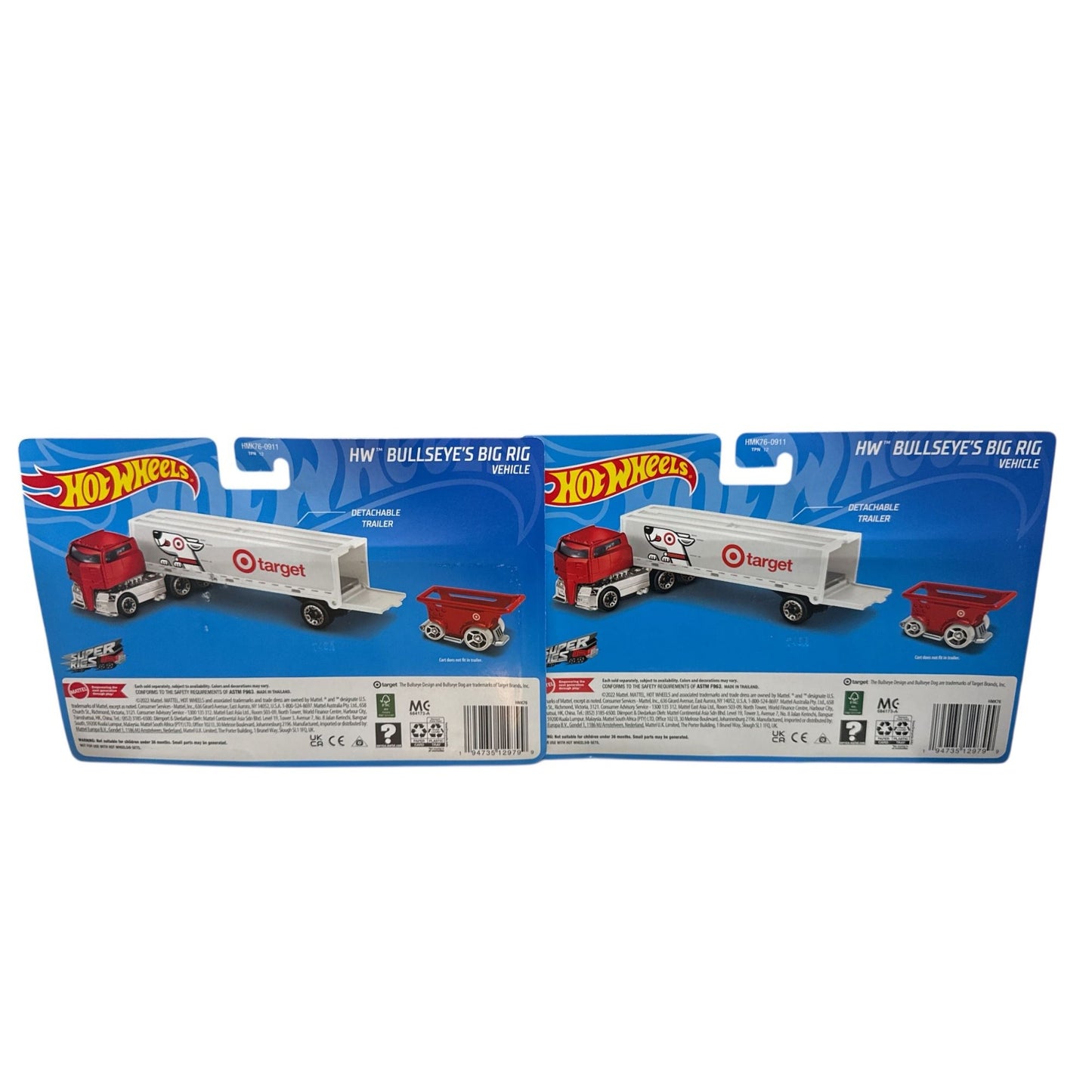 Set of 2 Hot Wheels Super Rigs HW Bullseyes Big Rig Target Truck & Cart Collectible