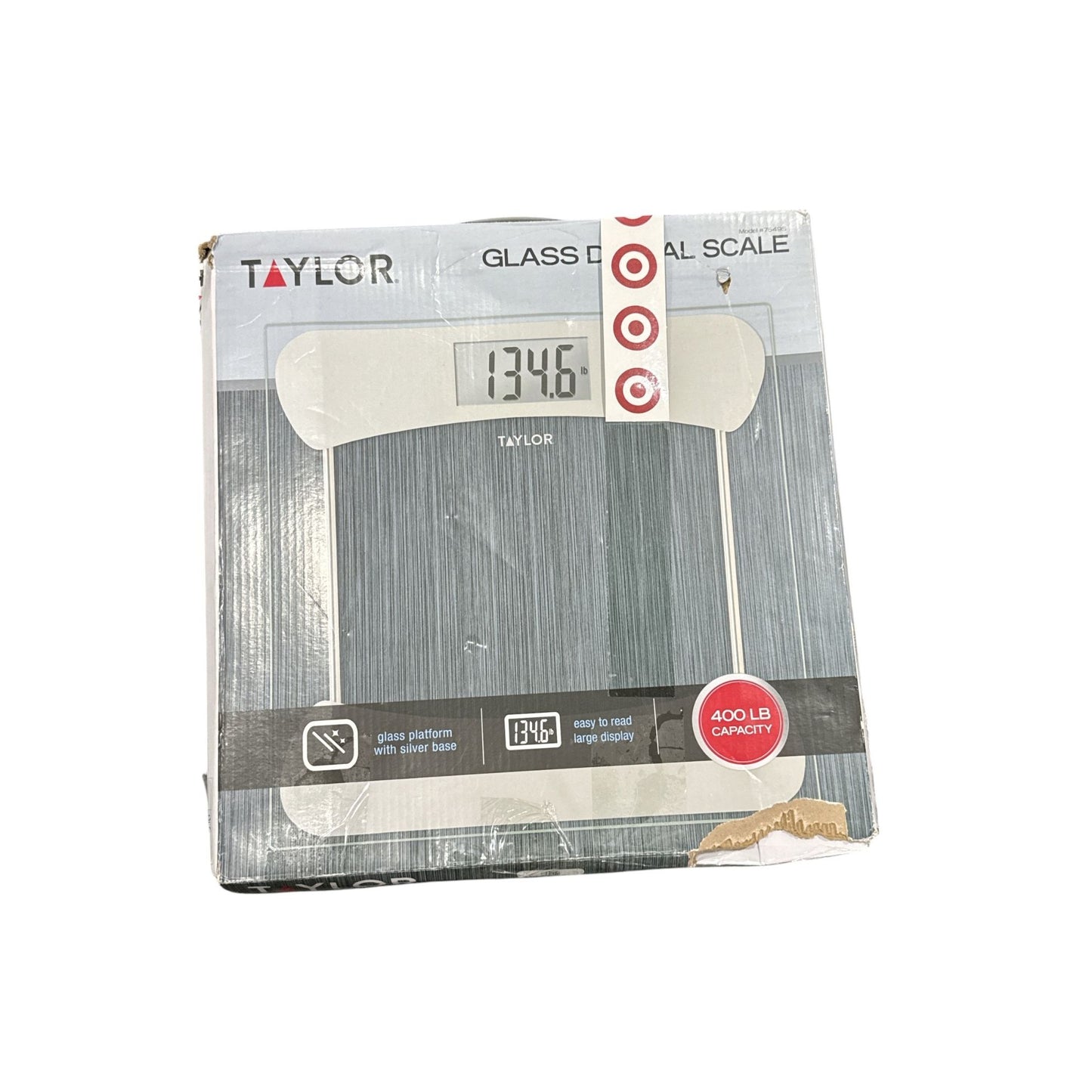 Taylor Glass Digital Scale With 400 LB Capacity Easy-To-Read LCD Display And Tempered Glass Platform
