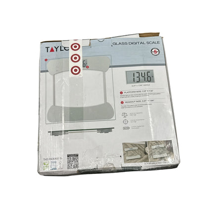Taylor Glass Digital Scale With 400 LB Capacity Easy-To-Read LCD Display And Tempered Glass Platform