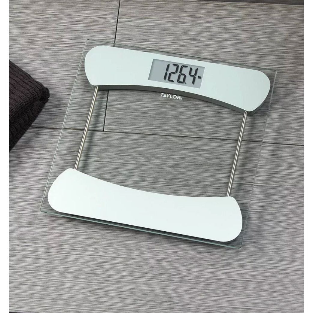 Taylor Glass Digital Scale With 400 LB Capacity Easy-To-Read LCD Display And Tempered Glass Platform