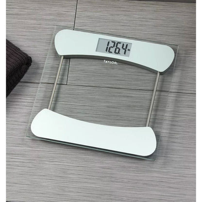 Taylor Glass Digital Scale With 400 LB Capacity Easy-To-Read LCD Display And Tempered Glass Platform